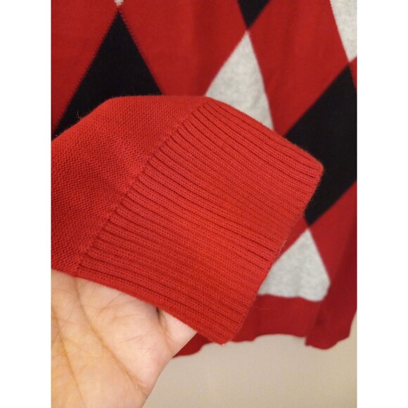 Express Mens Grey/black/red Argyle V-Neck Pullover Sweater Size‎ Small - Picture 4 of 13